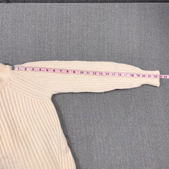Everlane Cream 100% Wool Chunky Knit Crew Neck Sweater XXS Preppy Quiet Luxury - Picture 7 of 8